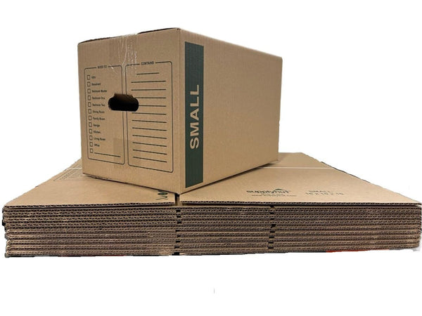 50 - Pack Small Cardboard Moving Boxes 16x10x10 32 ECT With Handles